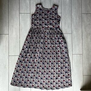 NATURAL LIFE Sleeveless Midi Dress in Navy, Burgundy, Cream Floral Print